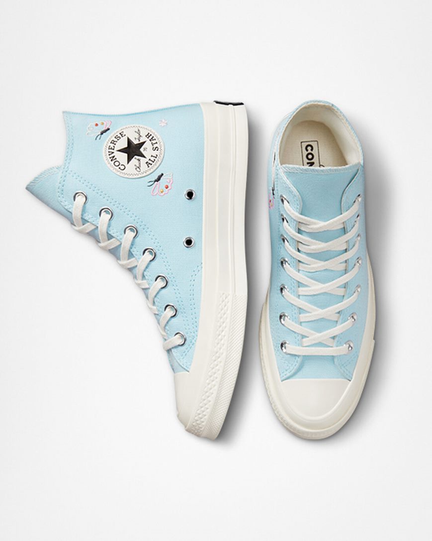 Tenis Converse Chuck 70 Butterfly Wings Cano Alto Feminino Azuis Pretas | PT T048735